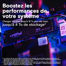 Crucial T500 SSD 1To PCIe Gen4 NVMe M.2, Jusqu’à 7300 Mo/s, TLC NAND, Compatible avec Ordinateur Portable et de Bureau, Disque D