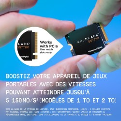 Wd_noir sn770m ssd 2 to, disque ssd interne, m.2230 nvme ssd, lecture jusqu'à 5150 mo/s, disque de jeu pour appareils de jeu por