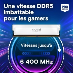 Crucial Pro RAM DDR5 32Go Kit (2x16Go) 6000MHz CL36, Overclocking Gaming, Intel XMP 3.0 / AMD Expo, PC Mémoire, Blanc - CP2K16G6
