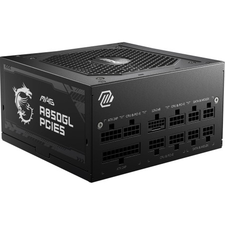 Msi mag a850gl pcie5 alimentation, 850w, 80 plus or, entièrement modulaire, atx 3.0, support gpu pcie 5.0, ventilateur fdb 120mm