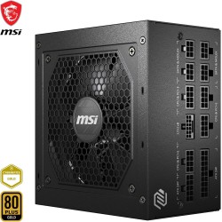 Msi mag a850gl pcie5 alimentation, 850w, 80 plus or, entièrement modulaire, atx 3.0, support gpu pcie 5.0, ventilateur fdb 120mm