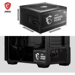Msi mag a850gl pcie5 alimentation, 850w, 80 plus or, entièrement modulaire, atx 3.0, support gpu pcie 5.0, ventilateur fdb 120mm
