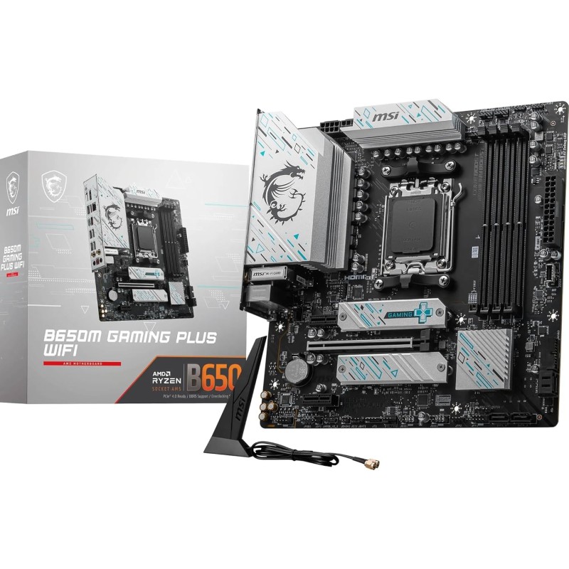MSI B650M Gaming Plus WiFi Carte-mère, Micro-ATX - Compatible avec Les processeurs AMD Ryzen 9000, 8000 & 7000, AM5 - Mémoire DD