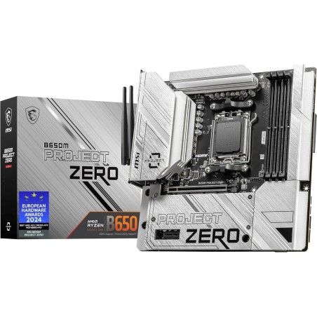 MSI B650M Project Zero Carte-mère Micro-ATX à connecteurs arrière - pour processeurs AMD Ryzen 7000 à 9000, AM5 - Alimentation d