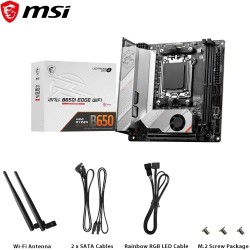MSI MPG B650I Edge WiFi Carte mère, Mini-ITX - pour Processeurs AMD Ryzen 7000 à 9000, AM5 - VRM 8 Phases directes, SPS 80 A, DD