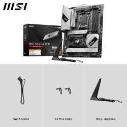MSI Pro B650-A WiFi Carte mère, ATX - pour processeurs AMD Ryzen 9000, 8000 & 7000, AM5 - DDR5 Memory Boost 7600+MHz/OC, 2 x PCI