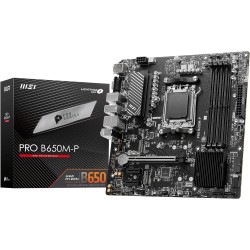 MSI Pro B650M-P Carte Mère, Micro-ATX - pour Processeurs AMD Ryzen 9000, 8000 & 7000, AM5 - DDR5 Memory Boost 6000+MHz/OC, 1 x P