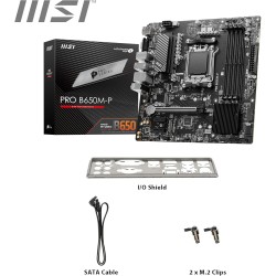 MSI Pro B650M-P Carte Mère, Micro-ATX - pour Processeurs AMD Ryzen 9000, 8000 & 7000, AM5 - DDR5 Memory Boost 6000+MHz/OC, 1 x P