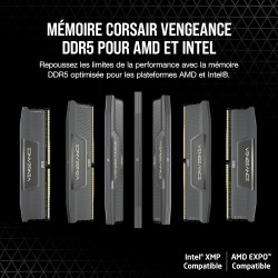 CORSAIR Vengeance DDR5 RAM 32GB (2x16GB) 6000MHz CL36 AMD Expo Mémoire Informatique Compatible iCUE - Gris (CMK32GX5M2E6000Z36)
