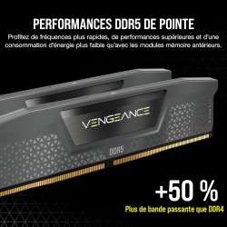 CORSAIR Vengeance DDR5 RAM 32GB (2x16GB) 6000MHz CL36 AMD Expo Mémoire Informatique Compatible iCUE - Gris (CMK32GX5M2E6000Z36)
