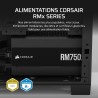 Corsair rm750x alimentation atx entièrement modulaire et silencieuse – conformité atx 3.1 – prise en charge pcie 5.1 – efficacit
