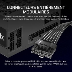 Corsair rm750x alimentation atx entièrement modulaire et silencieuse – conformité atx 3.1 – prise en charge pcie 5.1 – efficacit