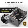 Corsair rm750x 80 plus or 750 watts bloc d’alimentation atx entièrement modulaire (ventilateur à lévitation magnétique de 135 mm