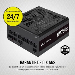 Corsair rm750x 80 plus or 750 watts bloc d’alimentation atx entièrement modulaire (ventilateur à lévitation magnétique de 135 mm