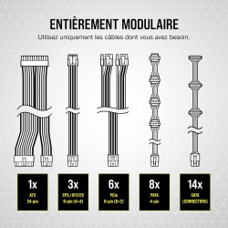 Corsair rm1000x 80 plus or 1000 watts bloc d’alimentation atx entièrement modulaire (ventilateur à lévitation magnétique de 135 