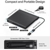 Lecteur CD Externe USB 3.0 et Type-C Portable CD/DVD +/-RW Graveur DVD Externe, Ultra Mince Lecteur DVD Externe pour PC Laptop D
