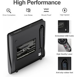 Lecteur CD Externe USB 3.0 et Type-C Portable CD/DVD +/-RW Graveur DVD Externe, Ultra Mince Lecteur DVD Externe pour PC Laptop D