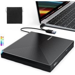 Graveur DVD Externe USB 3.0 Type-C, Plug and Play CD/DVD +/-RW Drive, Mince Lecteur CD DVD Externe pour PC Portable de Bureau iM