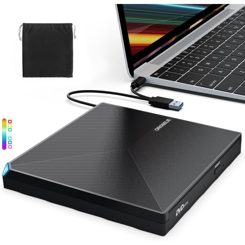 Graveur DVD Externe USB 3.0 Type-C, Plug and Play CD/DVD +/-RW Drive, Mince Lecteur CD DVD Externe pour PC Portable de Bureau iM