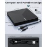 Graveur DVD Externe USB 3.0 Type-C, Plug and Play CD/DVD +/-RW Drive, Mince Lecteur CD DVD Externe pour PC Portable de Bureau iM