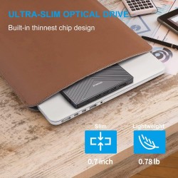 Lecteur CD DVD Externe pour PC, USB 3.0 et Type-C CD/DVD +/-RW Graveur Enregistreur, Mince Graveur DVD Externe pour PC Laptop De