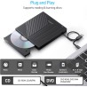 Lecteur CD DVD Externe pour PC, USB 3.0 et Type-C CD/DVD +/-RW Graveur Enregistreur, Mince Graveur DVD Externe pour PC Laptop De