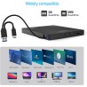 Lecteur CD DVD Externe pour PC, USB 3.0 et Type-C CD/DVD +/-RW Graveur Enregistreur, Mince Graveur DVD Externe pour PC Laptop De