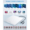 Lecteur CD/DVD Externe pour PC, USB 3.0 Type-C Portable Ultra Fin 13mm CD DVD +/-RW Drive, Plug & Play Graveur DVD Externe pour 