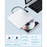 Lecteur CD/DVD Externe pour PC, USB 3.0 Type-C Portable Ultra Fin 13mm CD DVD +/-RW Drive, Plug & Play Graveur DVD Externe pour 