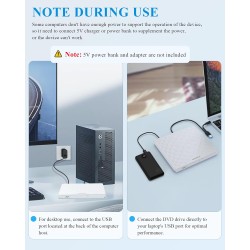 Lecteur CD/DVD Externe pour PC, USB 3.0 Type-C Portable Ultra Fin 13mm CD DVD +/-RW Drive, Plug & Play Graveur DVD Externe pour 