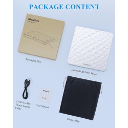 Lecteur CD/DVD Externe pour PC, USB 3.0 Type-C Portable Ultra Fin 13mm CD DVD +/-RW Drive, Plug & Play Graveur DVD Externe pour 