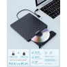 Graveur DVD Externe, Ultra Fin 13mm Portable Lecteur CD DVD +/-RW, USB 3.0 Type-C Plug & Play Lecteur CD Externe pour PC de Bure