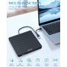 Graveur DVD Externe, Ultra Fin 13mm Portable Lecteur CD DVD +/-RW, USB 3.0 Type-C Plug & Play Lecteur CD Externe pour PC de Bure
