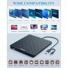 Graveur DVD Externe, Ultra Fin 13mm Portable Lecteur CD DVD +/-RW, USB 3.0 Type-C Plug & Play Lecteur CD Externe pour PC de Bure