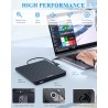Graveur DVD Externe, Ultra Fin 13mm Portable Lecteur CD DVD +/-RW, USB 3.0 Type-C Plug & Play Lecteur CD Externe pour PC de Bure