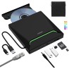 Le Plus Récent Lecteur DVD Externe, USB 3.0 Graveur CD avec Adaptateur Ethernet RJ45, 3 Ports USB et 2 Ports pour Carte TF/SD, L