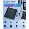 Le Plus Récent Lecteur DVD Externe, USB 3.0 Graveur CD avec Adaptateur Ethernet RJ45, 3 Ports USB et 2 Ports pour Carte TF/SD, L