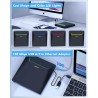 Le Plus Récent Lecteur DVD Externe, USB 3.0 Graveur CD avec Adaptateur Ethernet RJ45, 3 Ports USB et 2 Ports pour Carte TF/SD, L