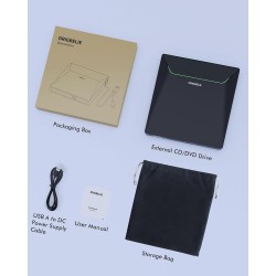 Le Plus Récent Lecteur DVD Externe, USB 3.0 Graveur CD avec Adaptateur Ethernet RJ45, 3 Ports USB et 2 Ports pour Carte TF/SD, L