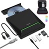 Le Plus Récent Lecteur DVD Externe, USB 3.0 graveur CD avec Adaptateur Ethernet RJ45, 3 Ports USB et 2 Ports pour Carte TF/SD, L