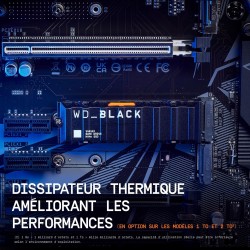 Wd_noir sn850x ssd 1 to, disque ssd interne avec dissipateur thermique, lecture jusqu'à 7300 mo/s, écriture jusqu'à 6,600 mo/s, 
