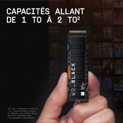 Wd_noir sn850x ssd 1 to, disque ssd interne avec dissipateur thermique, lecture jusqu'à 7300 mo/s, écriture jusqu'à 6,600 mo/s, 