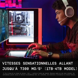 Wd_noir sn850x ssd 2 to, disque ssd interne, lecture jusqu'à 7300 mo/s, écriture jusqu'à 6,600 mb/s, gaming ssd, haute performan