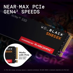 Wd_noir sn850x ssd 8 to, disque ssd interne, gaming ssd, haute performance disque de jeu, lecture jusqu'à 7200 mo/s, écriture ju