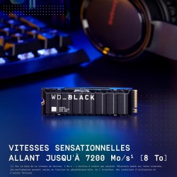 Wd_noir sn850x ssd 8 to, disque ssd interne avec dissipateur thermique, gaming ssd, haute performance disque de jeu, lecture jus