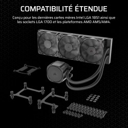 CORSAIR Nautilus 360 RS Refroidisseur Liquide pour CPU – 360mm AIO – Faible Bruit – Connexion Directe de Carte Mère – Intel LGA 