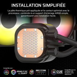 CORSAIR Nautilus 240 RS ARGB Refroidisseur Liquide pour CPU – 240mm AIO – Faible Bruit – Connexion Directe de Carte Mère – Intel