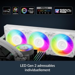 ARCTIC Liquid Freezer III Pro 360 A-RGB (blanc) - Refroidisseur CPU AIO, 3 x 120 mm refroidissement à eau, radiateur 38 mm, pomp