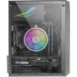 Mars Gaming MC-S1, Boîtier PC Gaming Compact Micro-ATX, Éclairage ARGB 12 Modes, Ventilateur FRGB, Fenêtre Latérale Complète, No