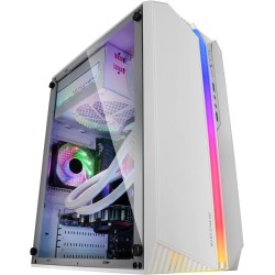 Mars Gaming MC-S1, Boîtier PC Gaming Compact Micro-ATX, Éclairage ARGB 12 Modes, Ventilateur FRGB, Fenêtre Latérale Complète, Bl